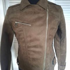 Suede Effect Biker Jacket Size 12