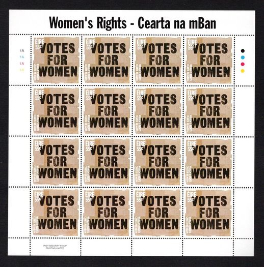 2011 Ireland Women's Rights Commemorative Stamps Sheetlet Plate 1A1A1A1A Mint Never Hinged (MNH)