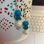 Handmade Glass Crystal And Mother Of Pearl Turquoise Earrings Image 3