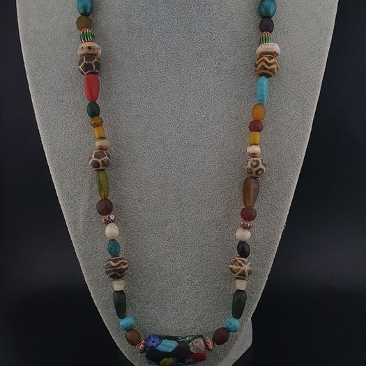 Rare Vintage Asian African Pumtek Pyu Glass Bead Necklace