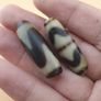 Lot of 2 Vintage Himalayan Tibetan Zigzag Pattern Agate Bead Amulets Image 6