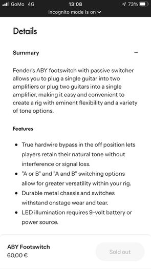 Fender ABY Footswitch