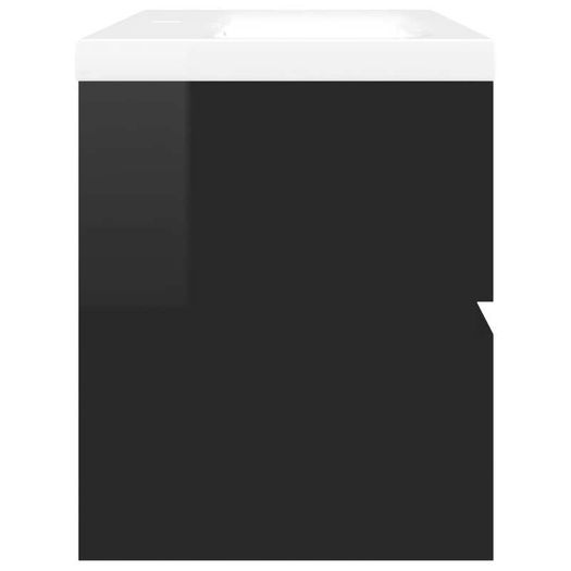 Sink Cabinet with Built-in Basin High Gloss Black Chipboard