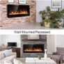 NEW SALE | Electric Fireplace Touch Screen Glass Panel Colorful Flame Insert Wall Mounted Heater Remote Control Image 3