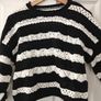 black and white striped crochet knit sweater for ladies, Large size , Casual wear Image 4