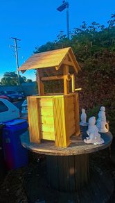 Wooden wishing well garden planters