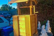 Wooden wishing well garden planters