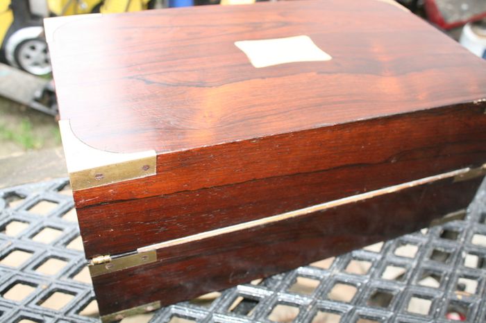Antique Wooden Writing Box 19th century ,Brass fittings