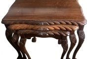 Set of 3 Carved Mahogany Nesting Tables