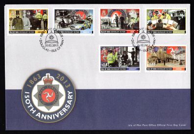 2013 Isle of Man 150th Anniversary of the Isle of Man Constabulary Commemorative Stamps First Day Cover (FDC)