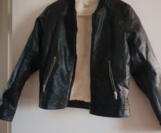 Lined faux leather biker jacket