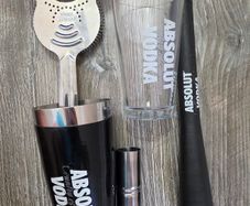 Official Absolut Vodka 5-Piece Cocktail Shaker Set / Bar Kit Cocktail Set, Cocktail Shaker, Boston Shaker, Absolut Vodka, Barware, Home Bar Accessories, Mixology Kit, Drink Making Set, Hawthorne Strainer, Muddler, Jigger, Spirit Measure, Bartender Kit.