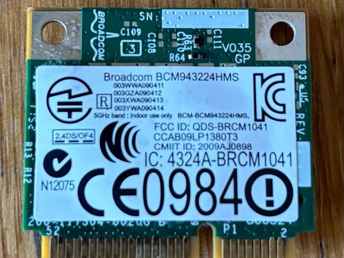 HP Genuine Wireless WiFi Card Bcm943224hms