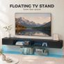 Floating Wall Mounted TV Stand with RGB LED Lights 75 Inch Image 3