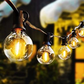 FREE EXPRESS SHIPPING LED Outdoor String Lights Mains Powered with Plastic Bulbs, 30FT Garden Patio String Lights Outdoor Festoon Lights with 16+1 E12 Bulbs for Indoor & Outdoor