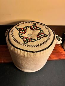 Handmade Fabric Ottoman with Celtic Elements