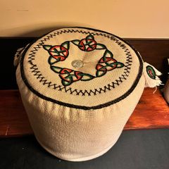 Handmade Fabric Ottoman with Celtic Elements
