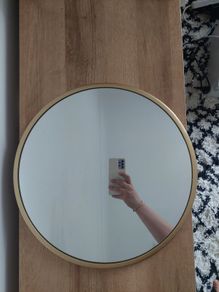 Mirror 40cm diameter solid golden metal frame