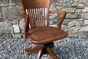 Edwardian Oak Swivel Office Chair.