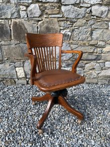 Edwardian Oak Swivel Office Chair.