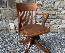 Edwardian Oak Swivel Office Chair.