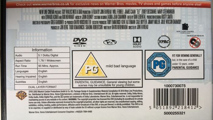 Elf [2003] Will Farrell, James Caan, Zooey Deschanel, Mary Steenburgen, Ed Asner & Bob Newhart  [Movie DVD]