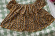 topshop size 8 off shoulder mustard pattern top
