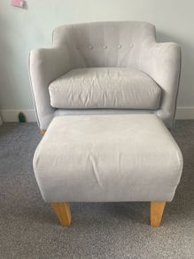 Mamas and Papas Babylon Rocking Nursing Chair and Matching Footstool in Excellent Condition