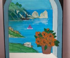 Acrylic Painting of beautiful view of boats on the sea
