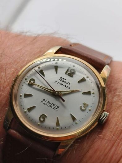 Vintage Tiresa Automatic Swiss ETA 2451,  21 Jewels, 20 Micron Gold Plated Watchmaker Restored