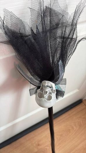 Girls' Witch Halloween Costume with Skeleton Broom. Age 10 / 12