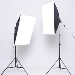 Photography Lighting Kit 2x 135W Continuous Lighting Kit 20"x28"/50x70cm Softbox Soft Box Photo Studio Set Light Bulbs Lamp 5500K Photography E27 Socket Softboxes UK Plug