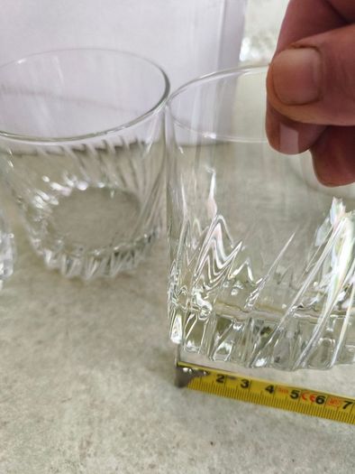 Multi-Purpose Crystal Beverage Tumbler Drinking Glass Set of 4 each 2 matching not stamped..