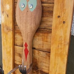 Rustic "fork u" wood art wall sign