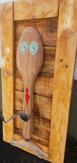 Rustic "fork u" wood art wall sign