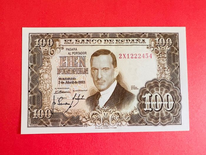 Spain  100  Pesetas  1953  Pick. 145a. UNC