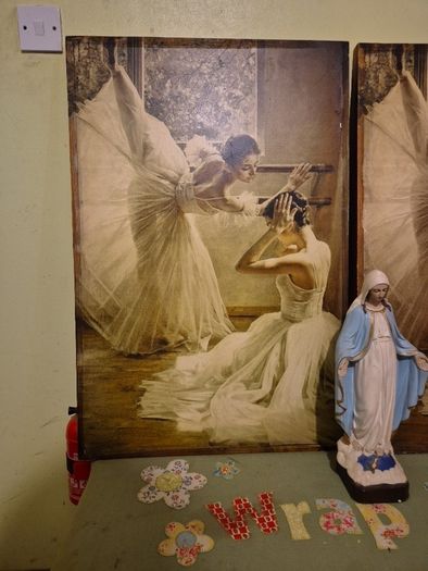 Rare find. Vintage Couple of Large Ballerinas Scene. Ballet Art.
