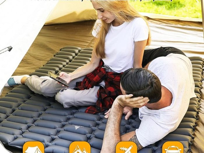 Double Camping Mat, Inflatable Sleeping Mat Camping Mattress with Pump Sack, Ultralight 2 Person Sleeping Pad for Backpacking, Hiking, Traveling, Lightweight Camp Mattress Sleep Mat (FREE POSTAGE)