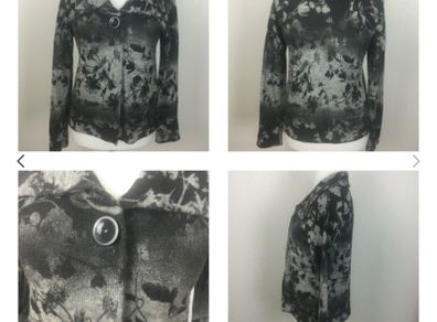 Gerry Weber Ladies Black Grey floral knit wool blend cardigan size 14