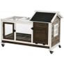 Wooden Rabbit Hutch, Guinea Pig Cage, with Removable Tray, Wheels - Brown Image 5
