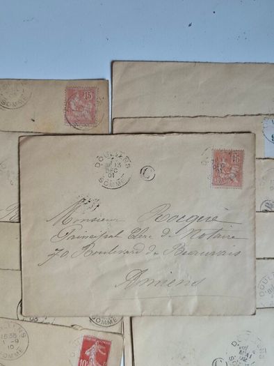 Antique Collection: 10 Vintage French Handwritten Letters Envelopes 1901-1910 Beautiful Calligraphy Paris Hotel History Ephemera Lot