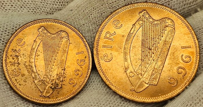 Ireland 1966 1d Penny and 1/2d Halfpenny Beautiful Uncirculated Red