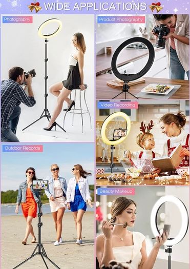 Ring Light with Tripod Stand & Phone Holder Tall, 12.6 inch Selfie Ring Lights for Makeup, Live Streaming, Tik tok, YouTube Video, Dimmable LED Circle Lights with Remote Total Height 187 cm/73.6 Inch (FREE POSTAGE)