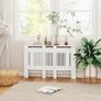 Radiator cover, slatted design, adjustable length 125-201 cm, MDF, White Image 3