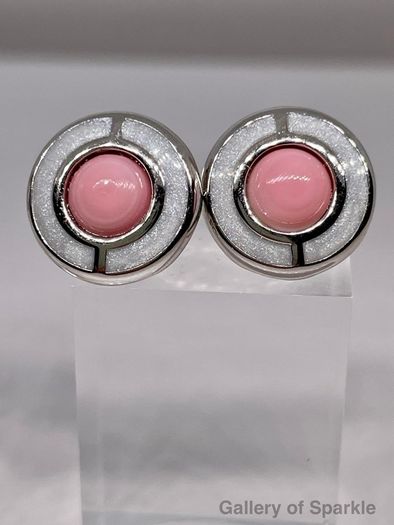 Queen Conch Shell Ring and  Stud Push Post Earring in Rhodium Overlay Sterling Silver