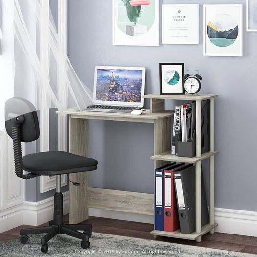 NEW SALE | Efficient Home Laptop Notebook Computer Desk, Study Desk, Writing Desk, Sonoma Oak/White, 100.6 (W) x 85.3 (H) x 39.6 (D) cm