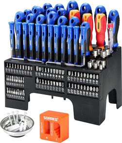 Screwdriver Set, 118 Pieces Magnetic Screwdriver Kit with Storage Rack Including 12 Precision Screwdrivers, Used for Furniture Repair, Assembly Assembly and Electronics Repair