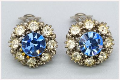 Vintage Signed Sphinx Diamante CLip On Earrings