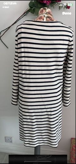 dress striped cream & navy dress size 12 street one brand