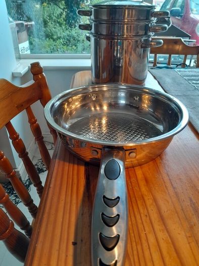 Heavy large stainless steel pan